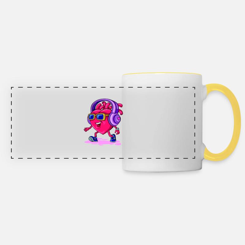 Valeewear - Happy heart with headphones - Panoramic Mug - white/yellow