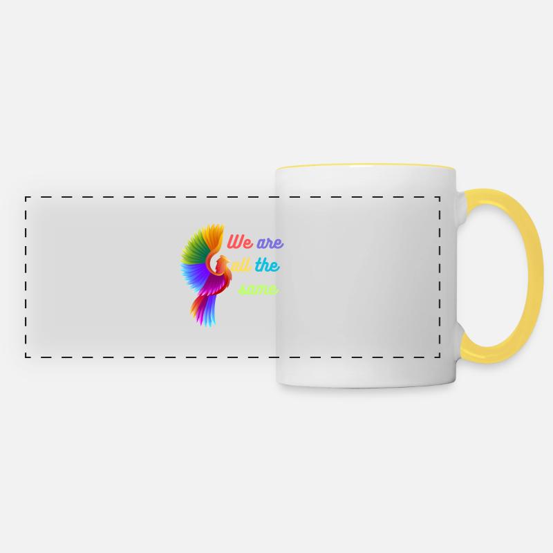 We are all the Same - Panoramic Mug - white/yellow