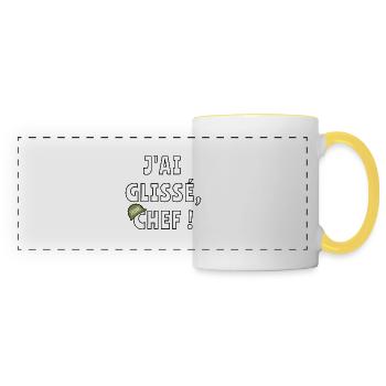 J’ai glissé chef - Mug panoramique contrasté et blanc - blanc/jaune - Devant