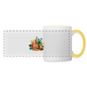 Marrakech is a journey of the senses - Panoramic Mug - white/yellow - Front