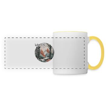 Forêt / Rivière / Sauvage / Vie / Rivière / Arbres - Mug panoramique contrasté et blanc - blanc/jaune - Devant