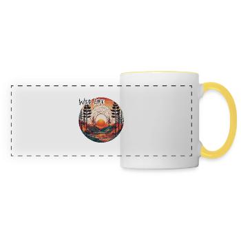 Forest / Sunset / Wilderness / Wild / Life - Panoramic Mug - white/yellow - Front