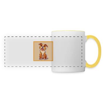 Dessin animé de chien 7 - Mug panoramique contrasté et blanc - blanc/jaune - Devant
