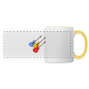 Guitares - Mug panoramique contrasté et blanc - blanc/jaune - Devant