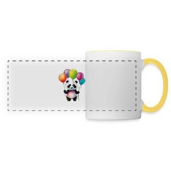 Panda avec des ballons - Mug panoramique contrasté et blanc - blanc/jaune - Devant