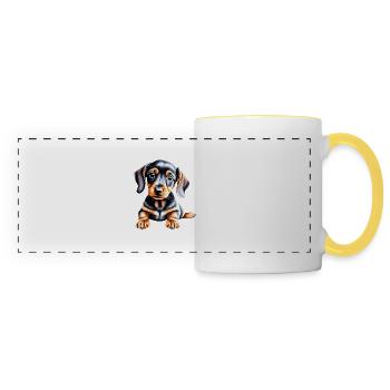 Dachshund Hund Dackelwelpe Hundehalter Hunde - Panoramatasse - Weiß/Gelb - Vorne