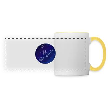 Doodle-Style chat de l’espace dessiné à la main - Mug panoramique contrasté et blanc - blanc/jaune - Devant