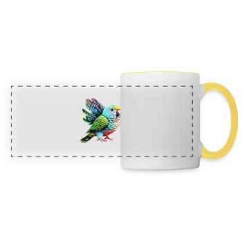 Perruche Bird Propriétaire d’oiseau Calopsitte - Mug panoramique contrasté et blanc - blanc/jaune - Devant