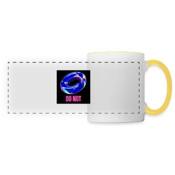 À ne pas faire - délicieux beignet bleu - Mug panoramique contrasté et blanc - blanc/jaune - Devant