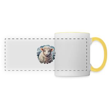 Moutons d’hiver - Mug panoramique contrasté et blanc - blanc/jaune - Devant