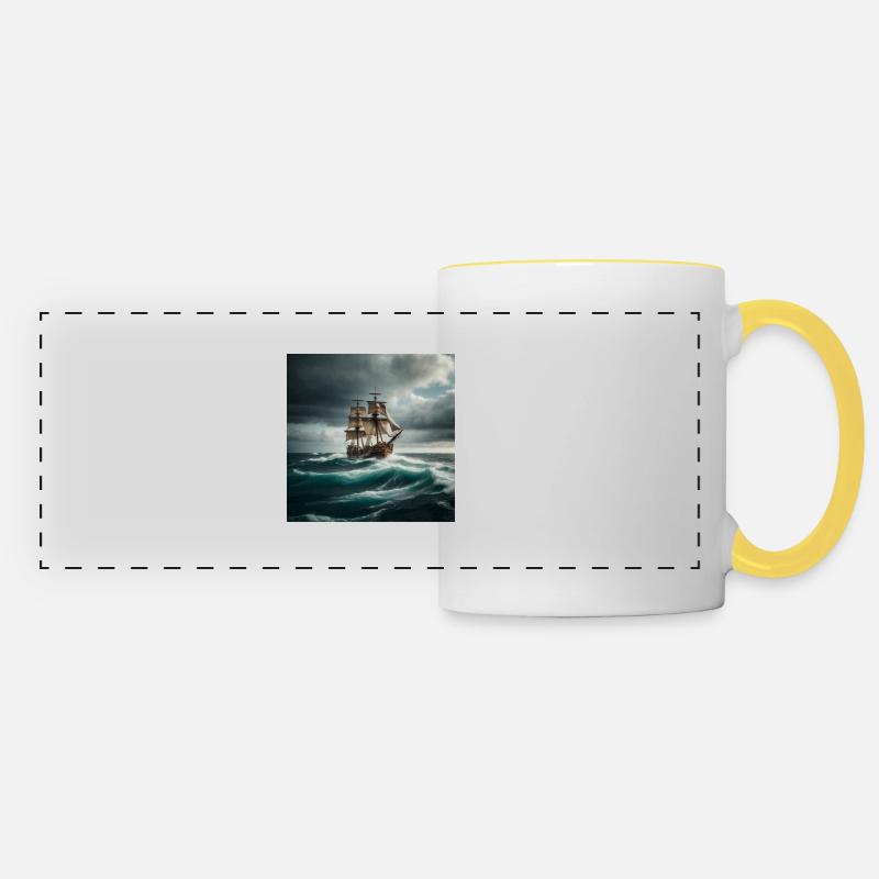 Pirate ship - Panoramic Mug - white/yellow