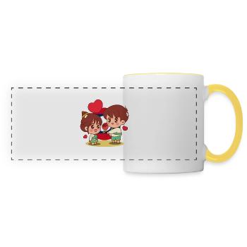 Laos Laote fille garçon drapeau je cadeau - Mug panoramique contrasté et blanc - blanc/jaune - Devant