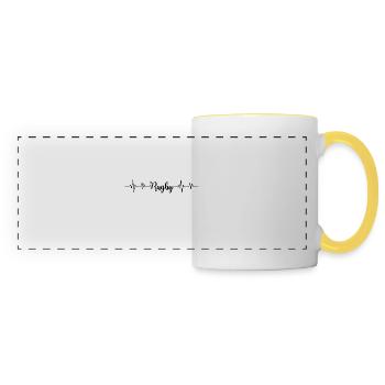 Rugby battement de cœur - Mug panoramique contrasté et blanc - blanc/jaune - Devant