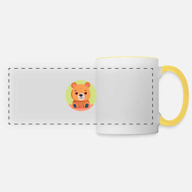 Cuddly Bear Grin - Panoramic Mug - white/yellow