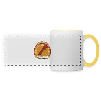 j'aime le Maroc et peut être trois personnes - Mug panoramique contrasté et blanc - blanc/jaune - Devant