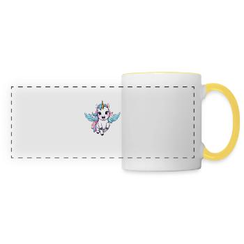 Licorne Unicorn Kawaii - Mug panoramique contrasté et blanc - blanc/jaune - Devant