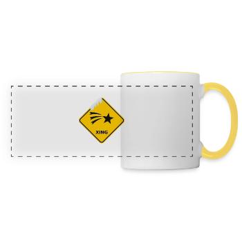 Traversée du gibier « Poinsettia » avec calotte neigeuse - Mug panoramique contrasté et blanc - blanc/jaune - Devant