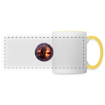 Dragon celtic violet aquatique - Mug panoramique contrasté et blanc - blanc/jaune - Devant