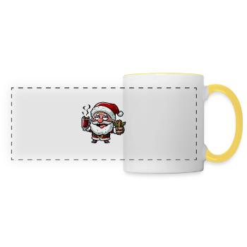 Contemplative Christmas gnome with mulled wine - Panoramic Mug - white/yellow - Front