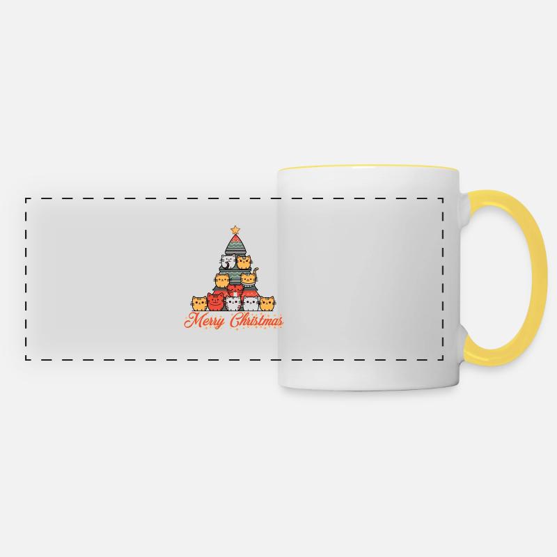 Cats Christmas Tree - Panoramic Mug - white/yellow