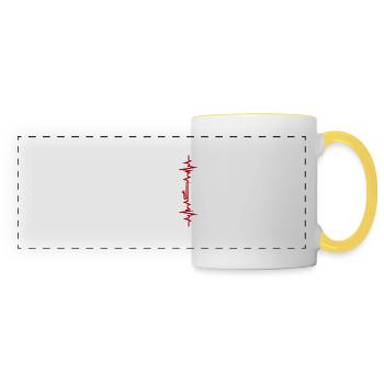 Saxophone Heartbeat Saxophonist Gift - Panoramic Mug - white/yellow - Front