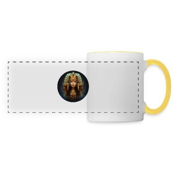 Visage d’un pharaon - Mug panoramique contrasté et blanc - blanc/jaune - Devant