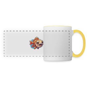 Poissons rouges étonnés - Mug panoramique contrasté et blanc - blanc/jaune - Devant
