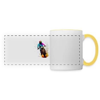Motorcycle Motorcross Motorcyclist Motorbike Fan - Panoramic Mug - white/yellow - Front