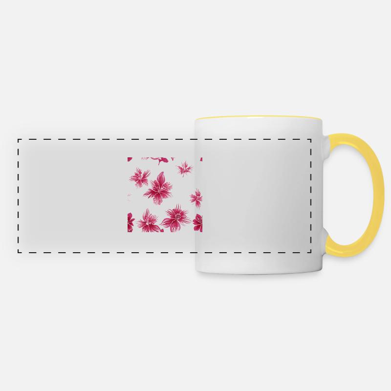 Fleurs hawaïennes - Mug panoramique contrasté et blanc - blanc/jaune