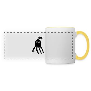 Pensive Octopus - Cute Black - Panoramic Mug - white/yellow - Front