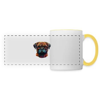Mops Retro Farben vintage - Panoramatasse - Weiß/Gelb - Vorne