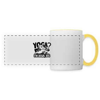 Yoga? Je suis en bas Chien - Mug panoramique contrasté et blanc - blanc/jaune - Devant