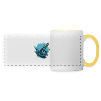 Baleine bleue - Mug panoramique contrasté et blanc - blanc/jaune - Devant