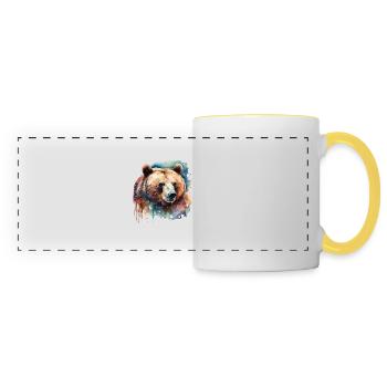 bear, power animal, life force, courage, instinct - Panoramic Mug - white/yellow - Front