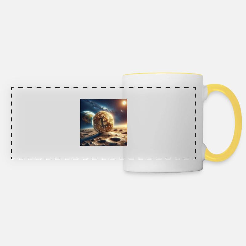 Bitcoin moon - Panoramatasse - Weiß/Gelb