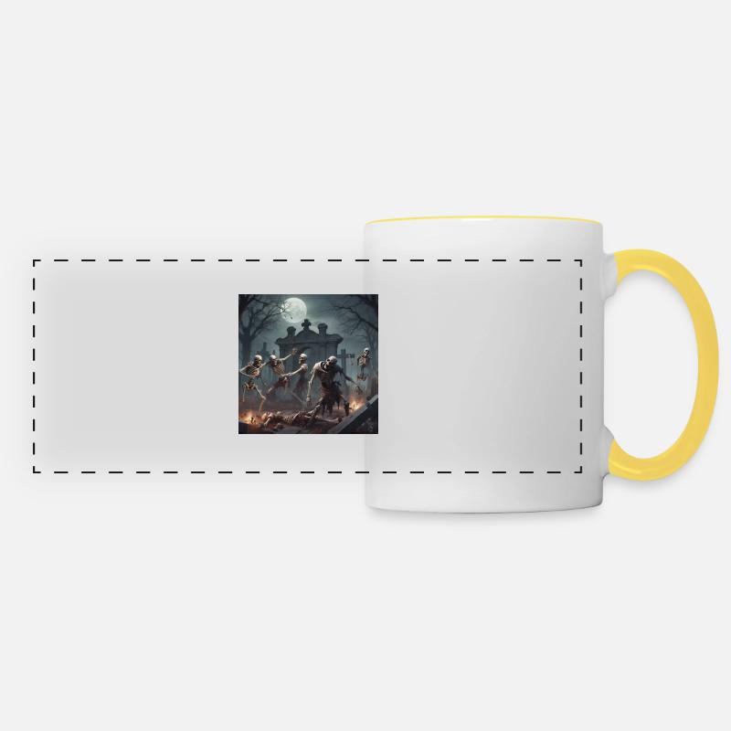 Spooky fun - Panoramic Mug - white/yellow