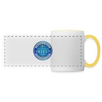Suède Suède orignal meilleurs bois d’animaux cerf cerf - Mug panoramique contrasté et blanc - blanc/jaune - Devant