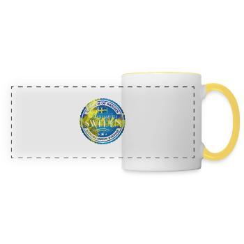 Suède Suède orignal meilleurs bois d’animaux cerf cerf - Mug panoramique contrasté et blanc - blanc/jaune - Devant