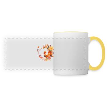 Coq du nouvel an chinois - Mug panoramique contrasté et blanc - blanc/jaune - Devant