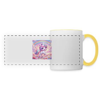 Licorne de dessin animé 2 - Mug panoramique contrasté et blanc - blanc/jaune - Devant
