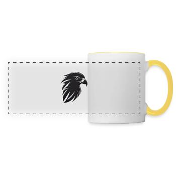 Aigle Oiseau de proie tête - Mug panoramique contrasté et blanc - blanc/jaune - Devant