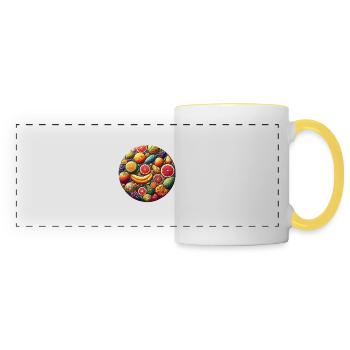 fruits gourmands façon mosaïque multicolore - Mug panoramique contrasté et blanc - blanc/jaune - Devant