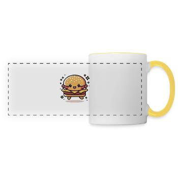 Cute Kawaii Hamburger - Panoramic Mug - white/yellow - Front