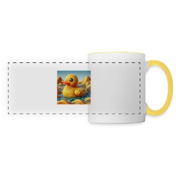 Canard baignant dans un monde surréaliste : l’espace liminal - Mug panoramique contrasté et blanc - blanc/jaune - Devant