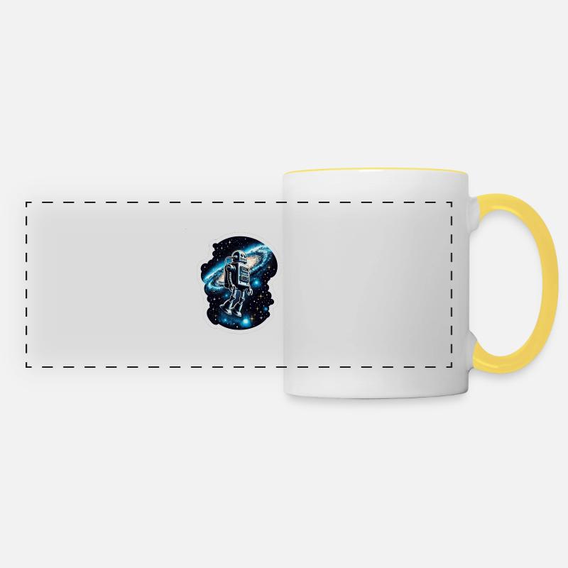 Androïde de l’espace - Mug panoramique contrasté et blanc - blanc/jaune