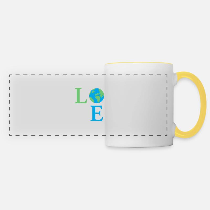 Aimer la Terre - Mug panoramique contrasté et blanc - blanc/jaune