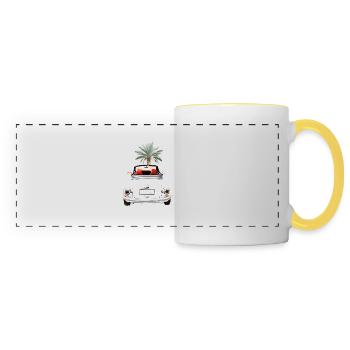 Convertible in summer with Palme Cabriolet driving pleasure - Panoramic Mug - white/yellow - Front
