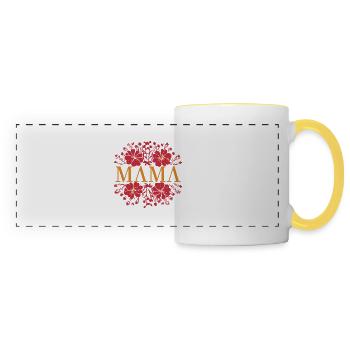 idee cadeau mama fete des meres anniversaire - Mug panoramique contrasté et blanc - blanc/jaune - Devant