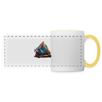 Aventure / Montagne / Pics / Randonnée / Tyrol - Mug panoramique contrasté et blanc - blanc/jaune - Devant