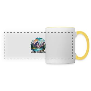 Aventure / Montagne / Pics / Randonnée / Tyrol - Mug panoramique contrasté et blanc - blanc/jaune - Devant